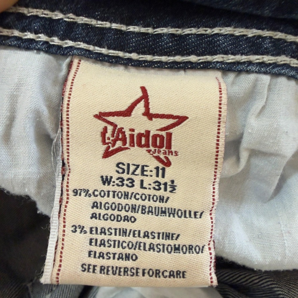 Y2K L.A. Idol USA Jeans Size 11 W33 L31.5 Rhinestone Fleur De Lis Bling Denim - Picture 14 of 14